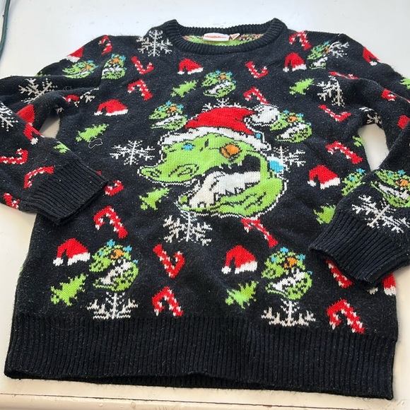Nickelodeon Medium Black Long Sleeve Rugrat Christmas Holiday Sweater - Picture 1 of 5